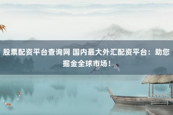 股票配资平台查询网 国内最大外汇配资平台：助您掘金全球市场！