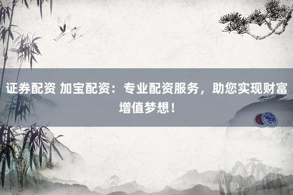 证券配资 加宝配资：专业配资服务，助您实现财富增值梦想！