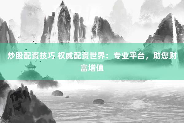 炒股配资技巧 权威配资世界：专业平台，助您财富增值