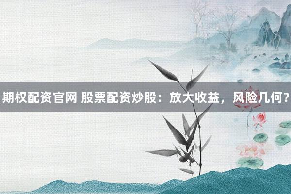 期权配资官网 股票配资炒股：放大收益，风险几何？