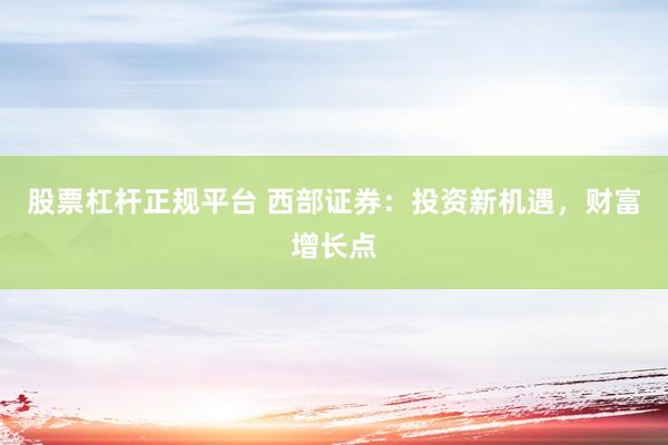 股票杠杆正规平台 西部证券：投资新机遇，财富增长点