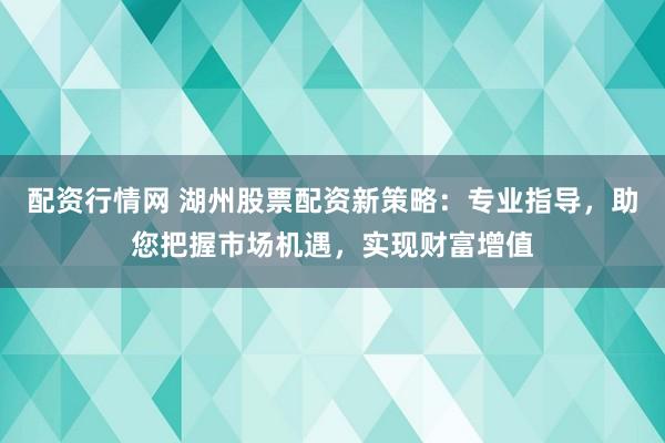 配资行情网 湖州股票配资新策略：专业指导，助您把握市场机遇，实现财富增值