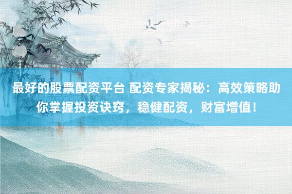 最好的股票配资平台 配资专家揭秘：高效策略助你掌握投资诀窍，稳健配资，财富增值！