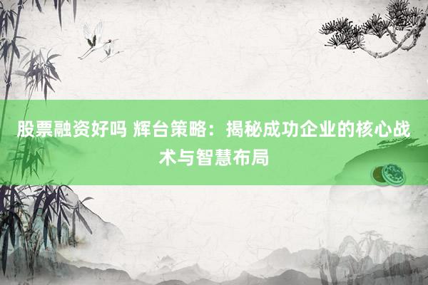 股票融资好吗 辉台策略:揭秘成功企业的核心战术与智慧布局