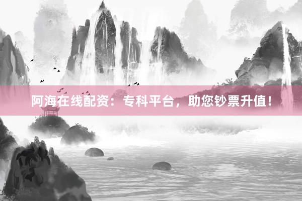 阿海在线配资:专科平台,助您钞票升值!