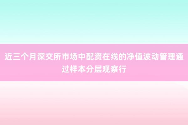 近三个月深交所市场中配资在线的净值波动管理通过样本分层观察行