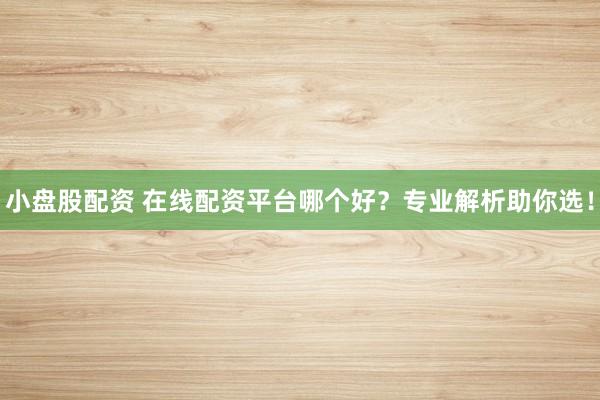 小盘股配资 在线配资平台哪个好?专业解析助你选!