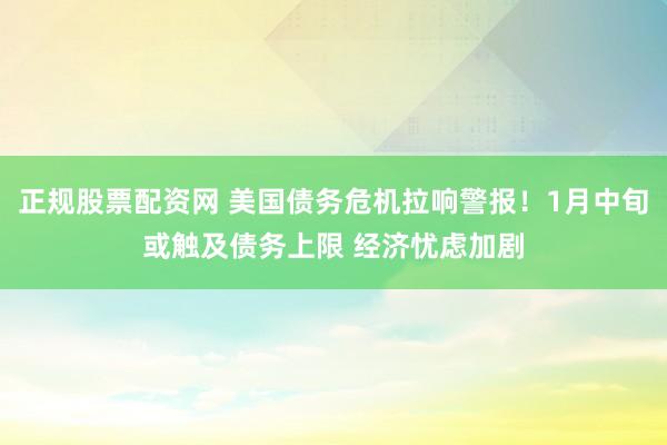 正规股票配资网 美国债务危机拉响警报！1月中旬或触及债务上限 经济忧虑加剧