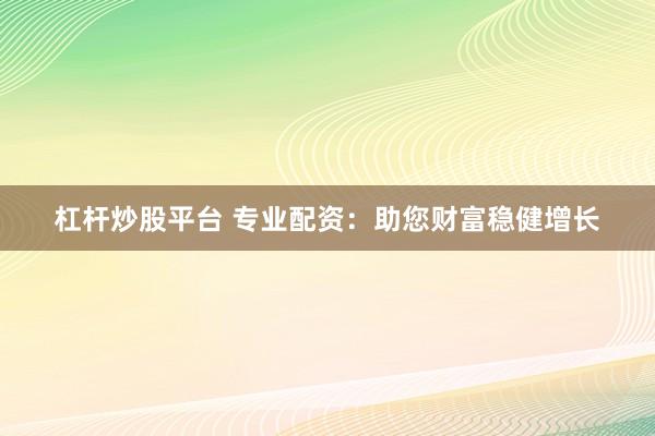 杠杆炒股平台 专业配资：助您财富稳健增长